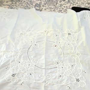 White linen tablecloth
